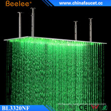 Beelee 20′′ Large Brushed Rectangle Rainfall Waterfall Waterproof LED Shower